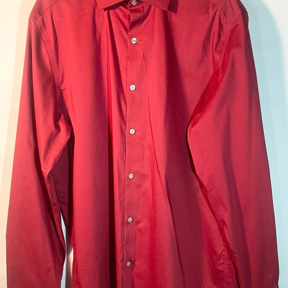 Van Heusen mens long sleeve button up dress shirt ultra wrinkle free red